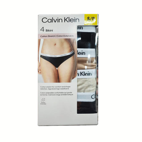 Calvin Klein 4 Bikini 女裝內褲 (1盒4條) -黑/灰/卡其/肉色