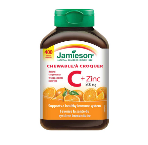 JAMIESON（加拿大）維他命 C + 鋅咀嚼片 C+Zinc 500mg (400粒)#202512