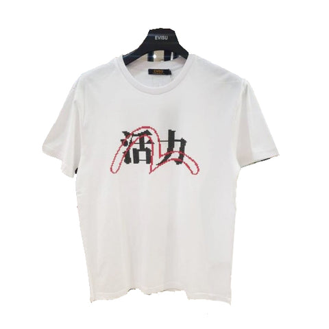 EVISU 白色T恤 活力+Logo（ES2MTS713）