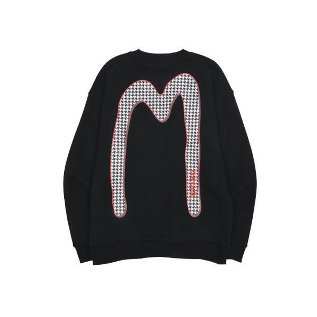 EVISU 黑色長袖衛衣-正面紅色LOGO+背面大LOGO（EU4UTS711）