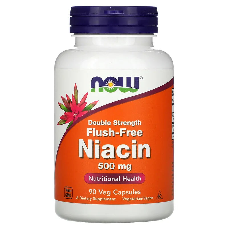 NOW - Niacin Double Strength Flush-Free 粟米芯素-聚六煙酸，雙倍強度 500 毫克 (90 粒)