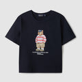 WHO.A.U 深藍短袖T恤 中間大熊圖案（WHRPE2424F）