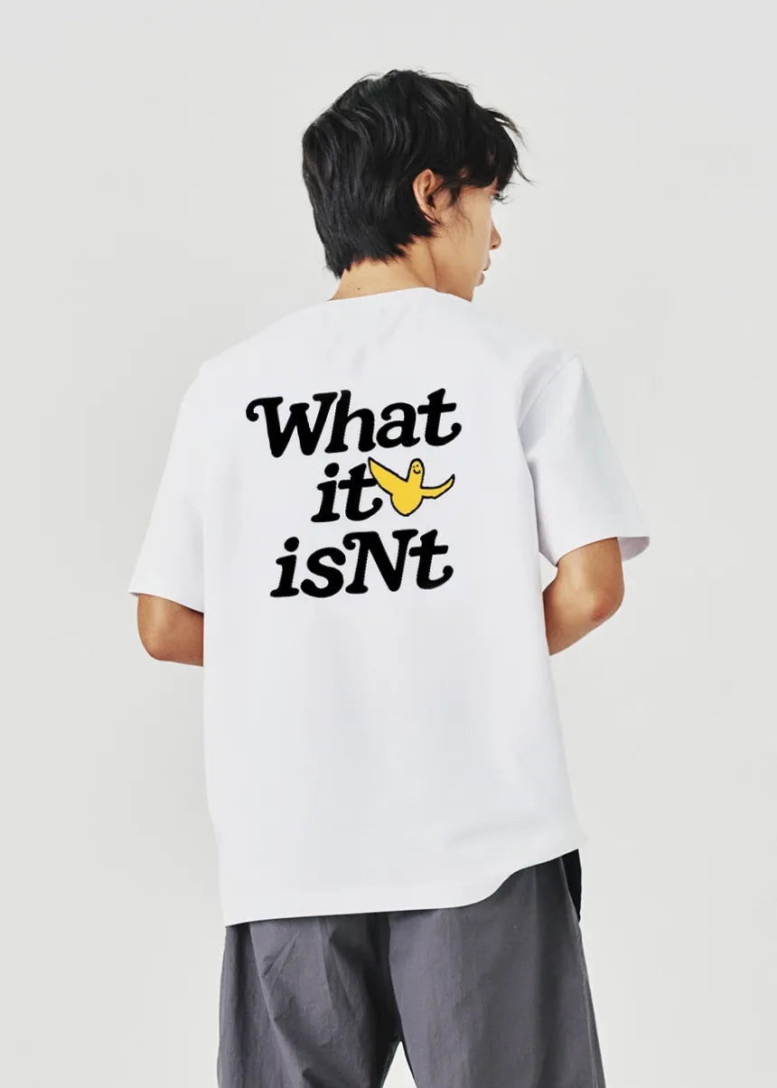 WHAT IT ISNT 白色 前小LOGO後大LOGO T恤（MG2402ST21）