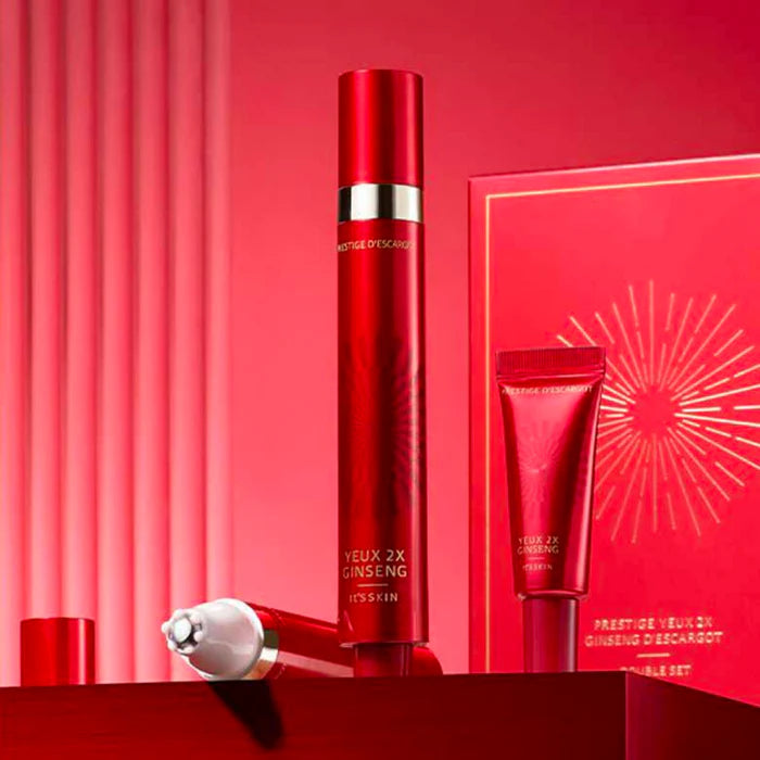 IT'S SKIN 伊思 Prestige 2X Ginseng D'escargot Double Set 紅參蝸牛滾珠眼霜套 15mlx2