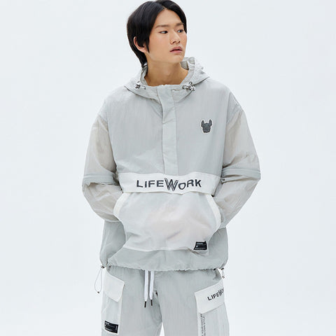 LifeWork 韓國 灰色 左狗頭圖章 有帽運動衫（LW232AN471）