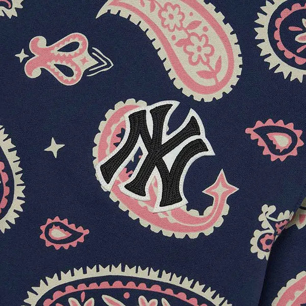 MLB 男女同款圓領腰果花衛衣-紐約洋基隊-深藍海軍藍（3AMTI0224-50NYD）