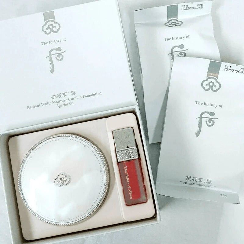 WHOO后 -（韓國）拱辰享 雪 亮白保濕氣墊粉底 (4件套裝) WHOO Gongjinhyang Seol Radiant White Moisture Cushion Foundation Special Set
