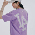 MLB 男女同款復古老花短袖T恤-洛杉磯道奇隊-藍紫色（31TSM2131-07V）