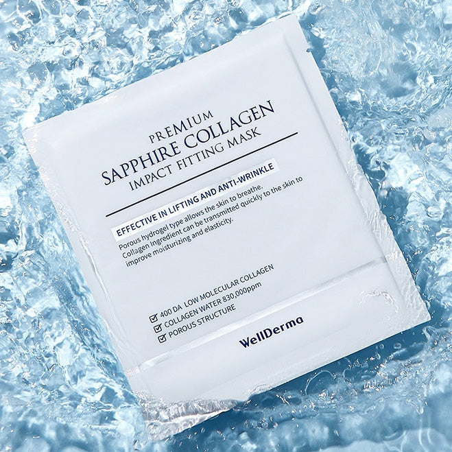 WellDerma夢蝸 - Premium Sapphire Collagen Fitting Mask（韓國）100％膠原蛋白啫喱面膜 (4片)