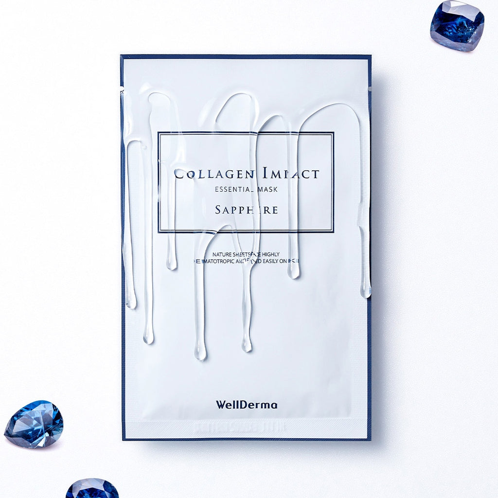 WellDerma夢蝸 - Sapphire Collagen Impact Essential Mask （韓國）藍寶石膠原抗衝擊精華面膜 (10片)